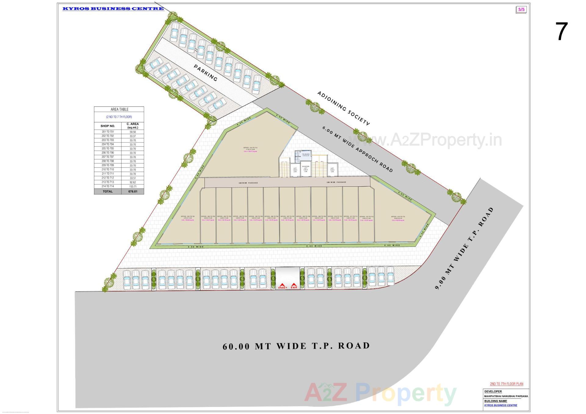 Layout of real estate project Kyros Business Centre located at Sarthana, Surat, Gujarat