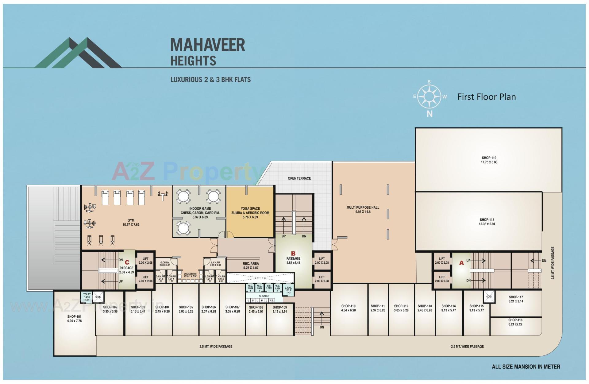 Layout of real estate project Mahaveer Heights located at Vesu, Surat, Gujarat