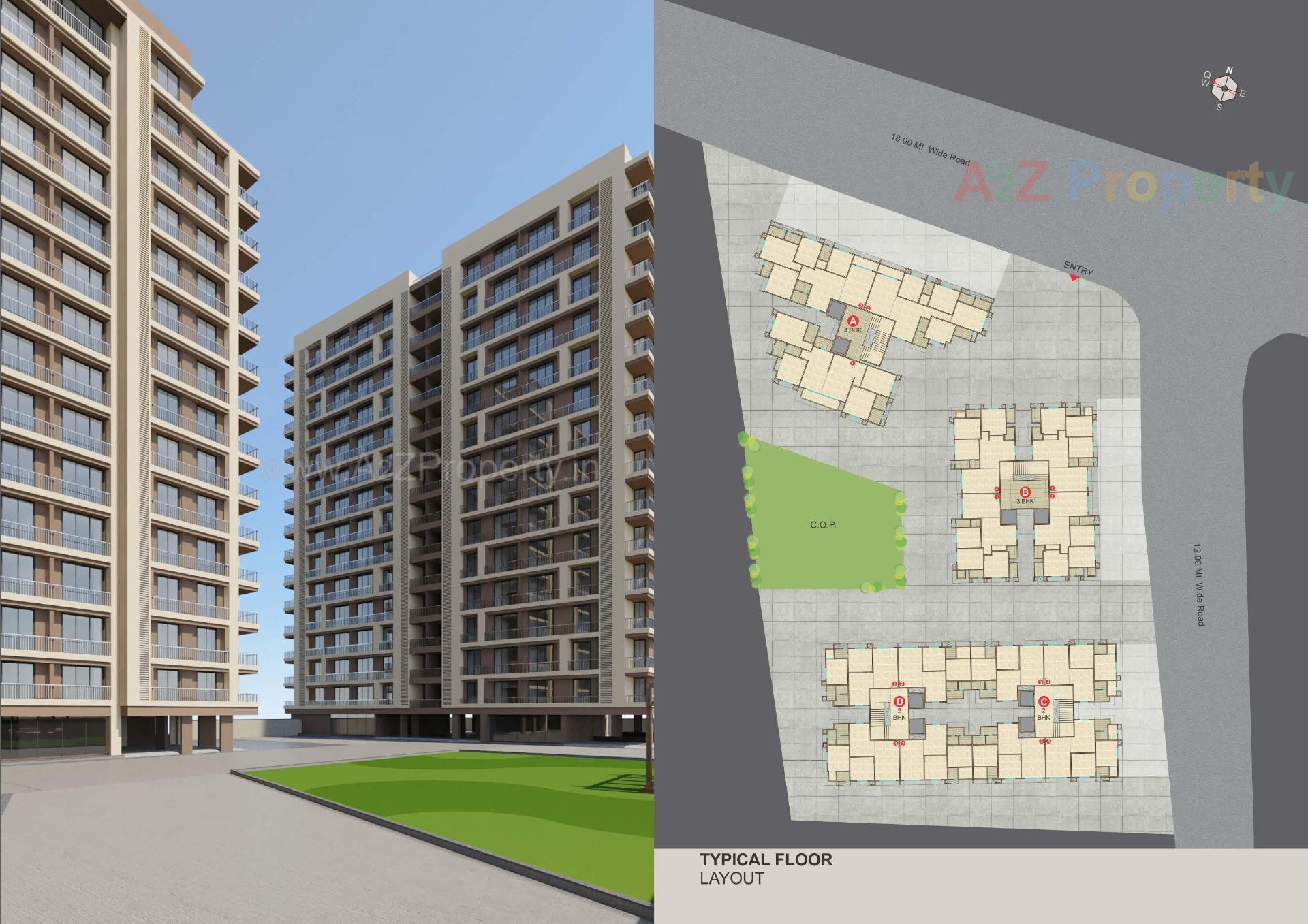 3D Elevation of real estate project Malabar Plus located at Rander, Surat, Gujarat
