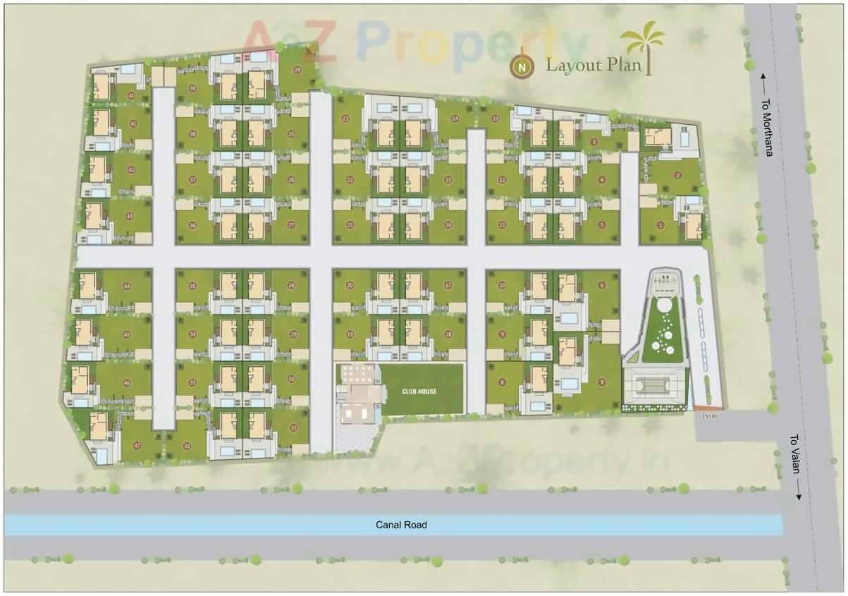 Layout of real estate project Marbella Willos located at Morthana, Surat, Gujarat