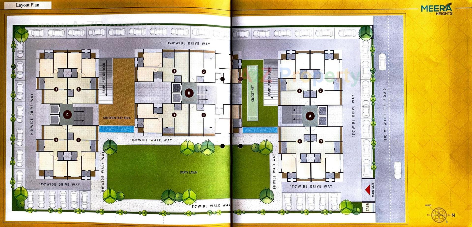 Layout of real estate project Meera Heights located at Bhimrad, Surat, Gujarat
