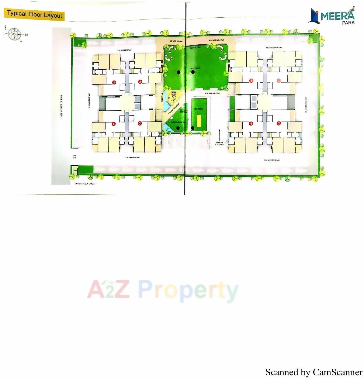 Layout of real estate project Meera Park located at Bhimrad, Surat, Gujarat