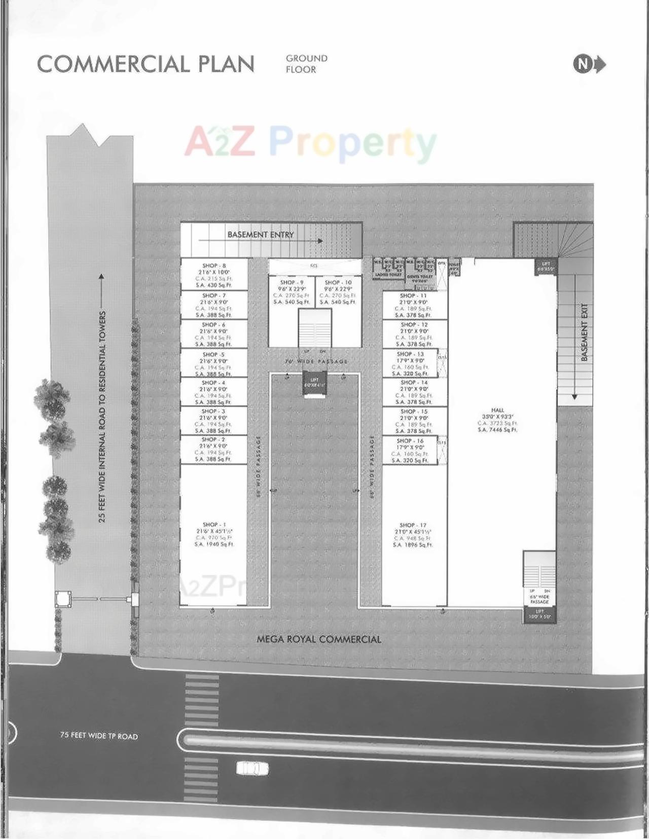 Layout of real estate project Mega Royal located at Adajan, Surat, Gujarat