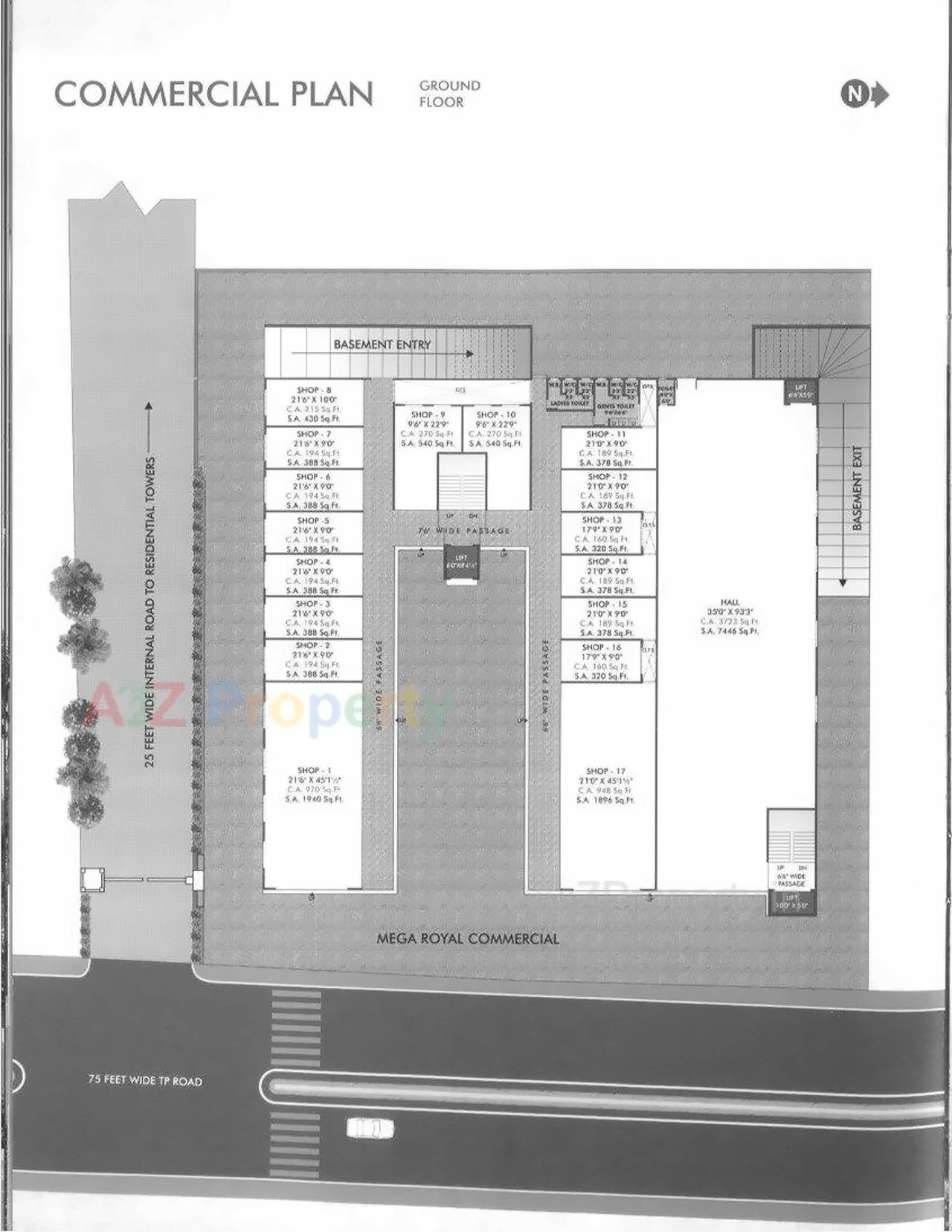 Layout of real estate project Mega Royal located at Adajan, Surat, Gujarat