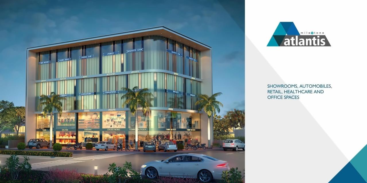 3D Elevation of real estate project Milestone Atlantis located at Vesu, Surat, Gujarat