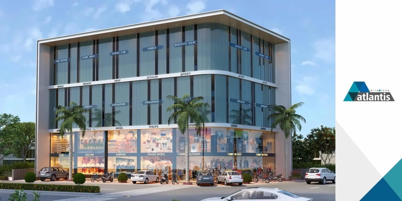 3D Elevation of real estate project Milestone Atlantis located at Vesu, Surat, Gujarat
