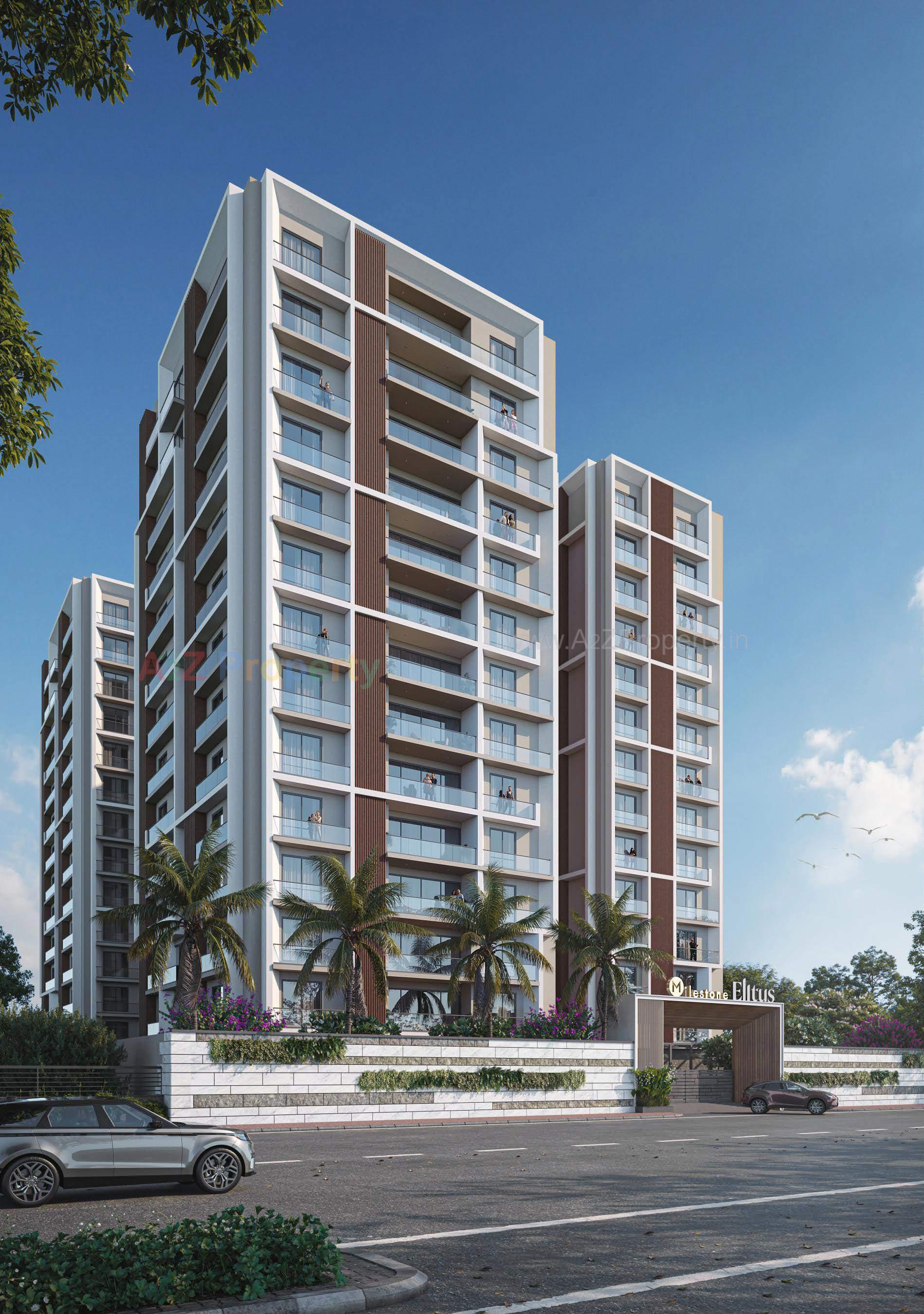 3D Elevation of real estate project Milestone Elitus located at Vesu, Surat, Gujarat