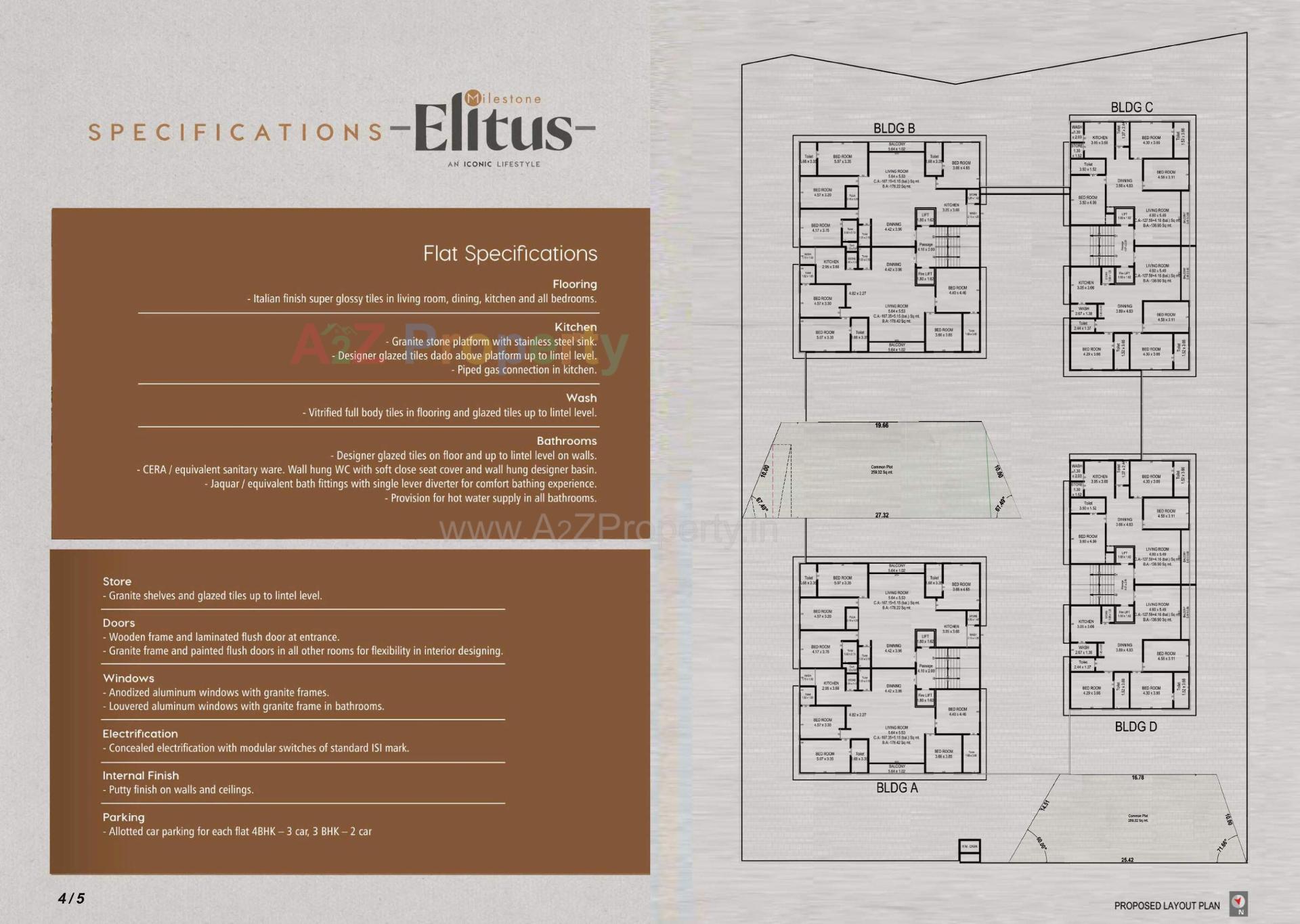 Layout of real estate project Milestone Elitus located at Vesu, Surat, Gujarat
