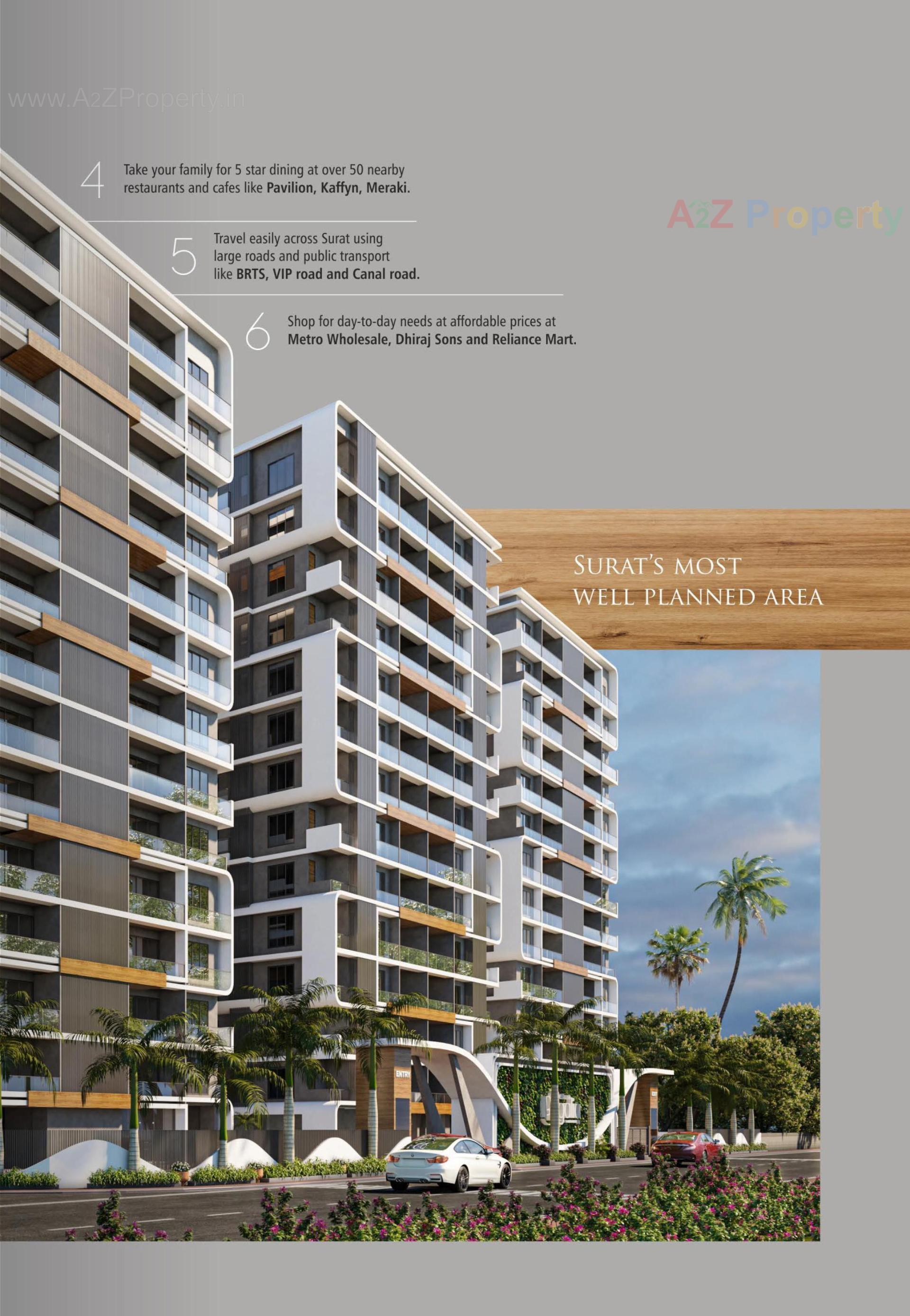 3D Elevation of real estate project Milestone Regalia located at Vesu, Surat, Gujarat