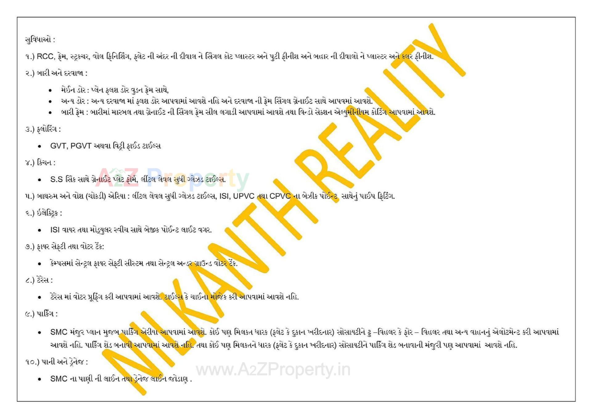  of real estate project Nilkanth Sparsh( A1 To A4, B4to B6) located at Singanpore, Surat, Gujarat