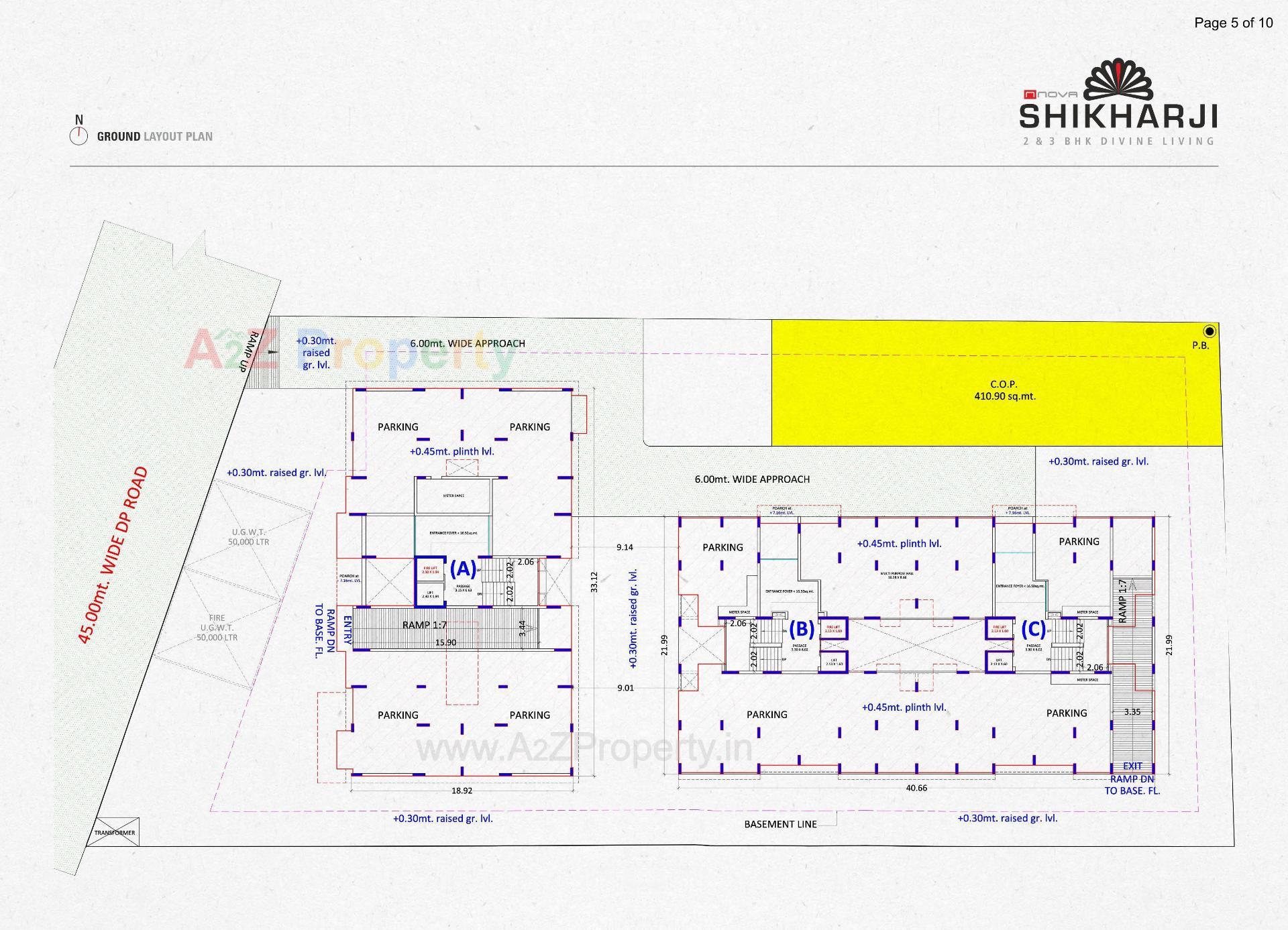 Layout of real estate project Nova Shikharji located at Vesu, Surat, Gujarat