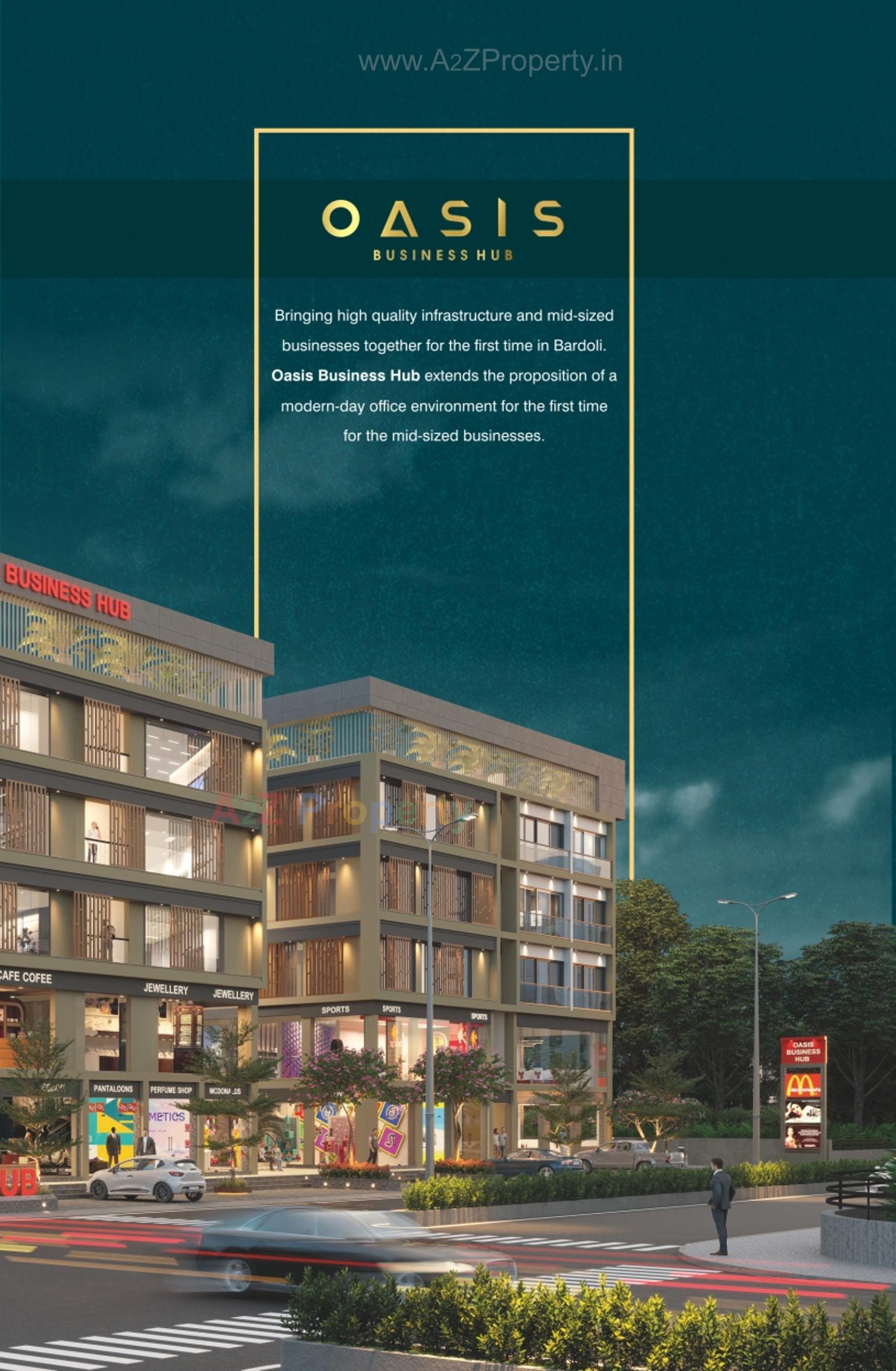 3D Elevation of real estate project Oasis Business Hub located at Bardoli, Surat, Gujarat