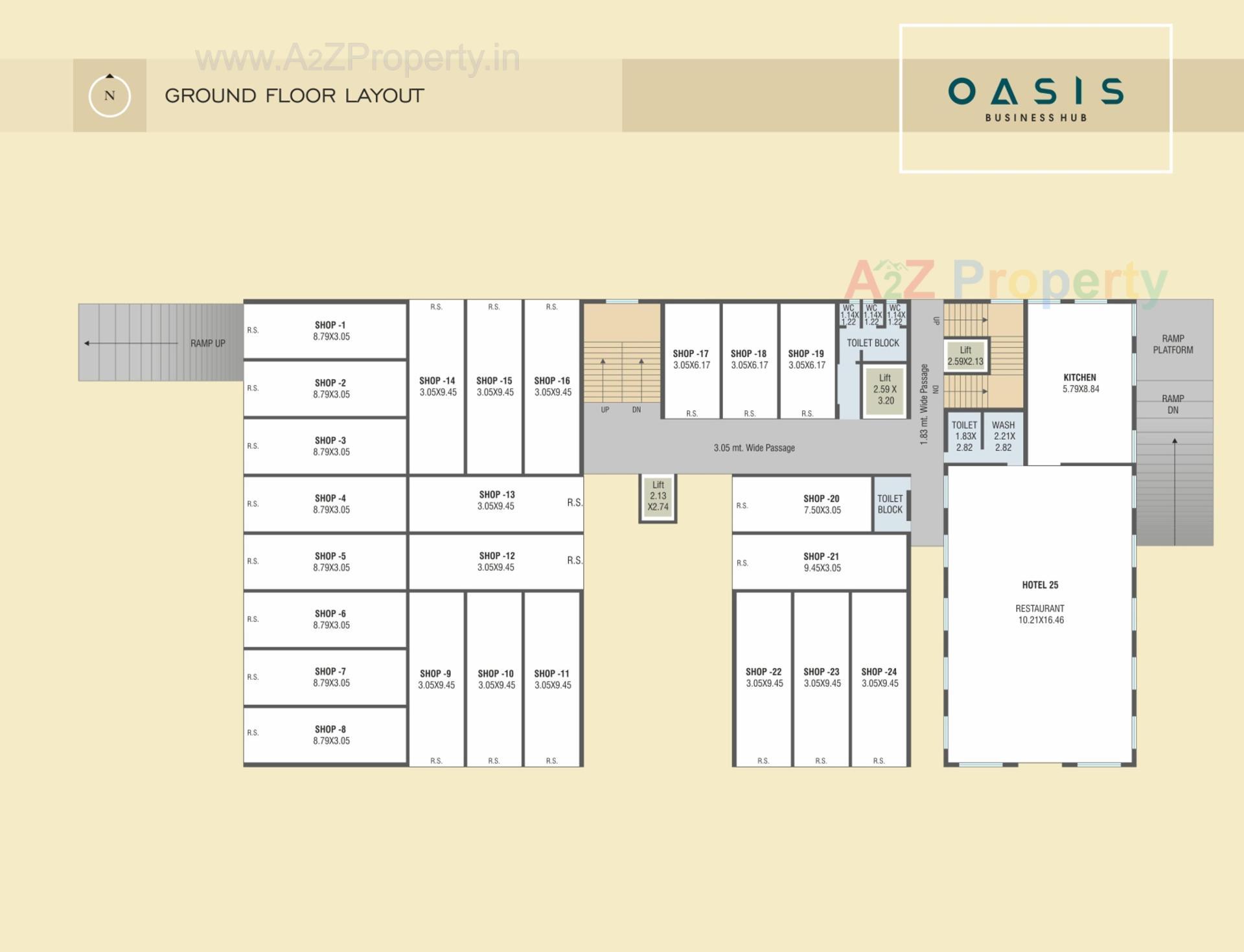 Layout of real estate project Oasis Business Hub located at Bardoli, Surat, Gujarat