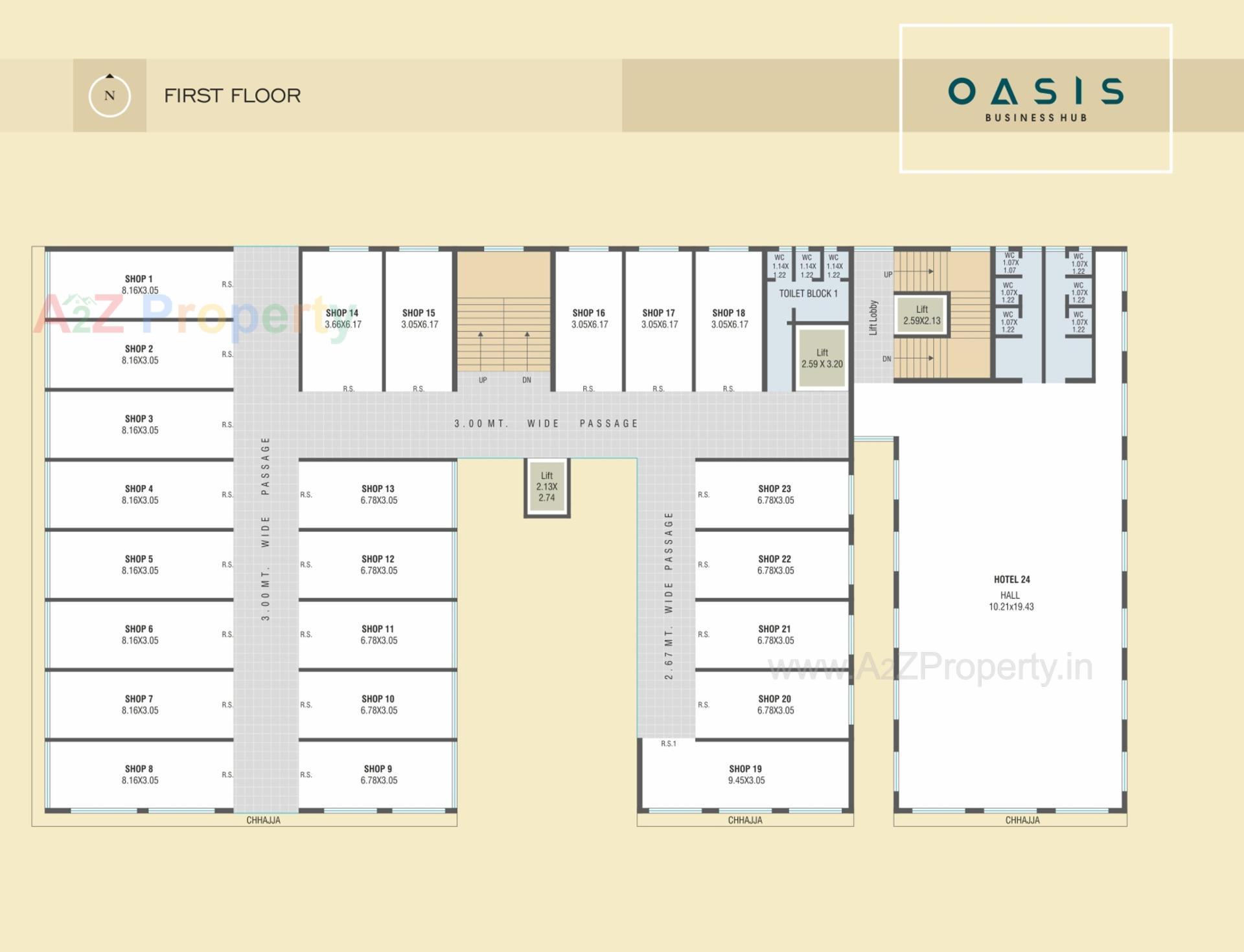 Layout of real estate project Oasis Business Hub located at Bardoli, Surat, Gujarat