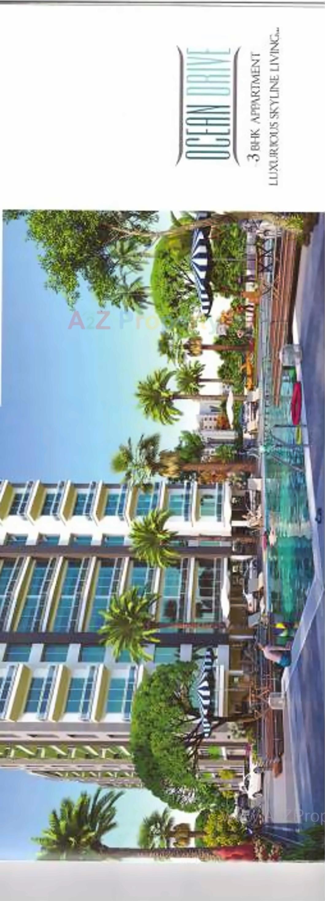 3D Elevation of real estate project Ocean Drive ( Tower B   C ) located at Sultanabad, Surat, Gujarat