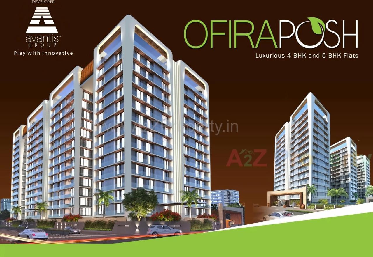 3D Elevation of real estate project Ofira Posh located at Vesu, Surat, Gujarat