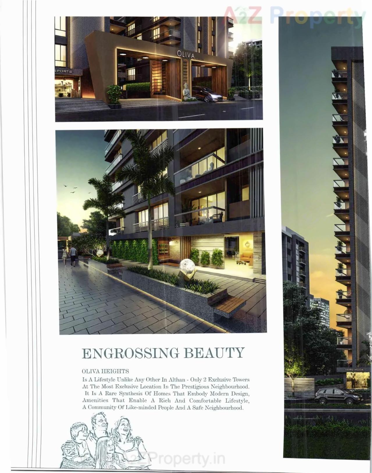 3D Elevation of real estate project Oliva Heights located at Bhimrad, Surat, Gujarat