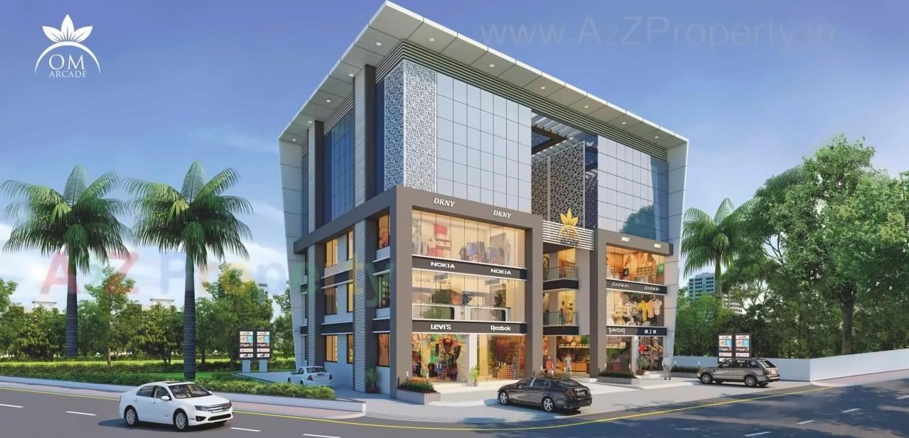 3D Elevation of real estate project Om Arcade located at Adajan, Surat, Gujarat