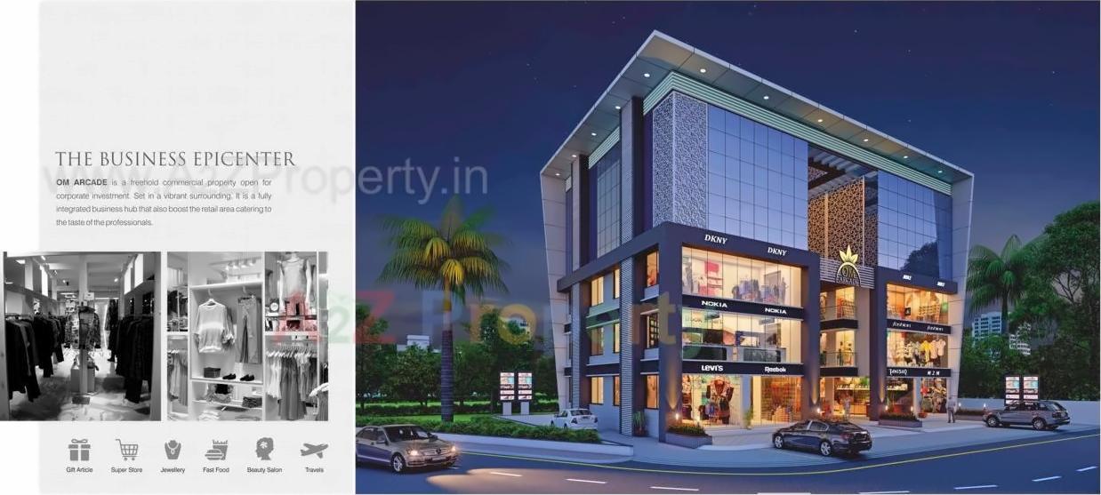 3D Elevation of real estate project Om Arcade located at Adajan, Surat, Gujarat