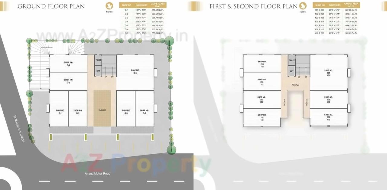 Layout of real estate project Om Arcade located at Adajan, Surat, Gujarat