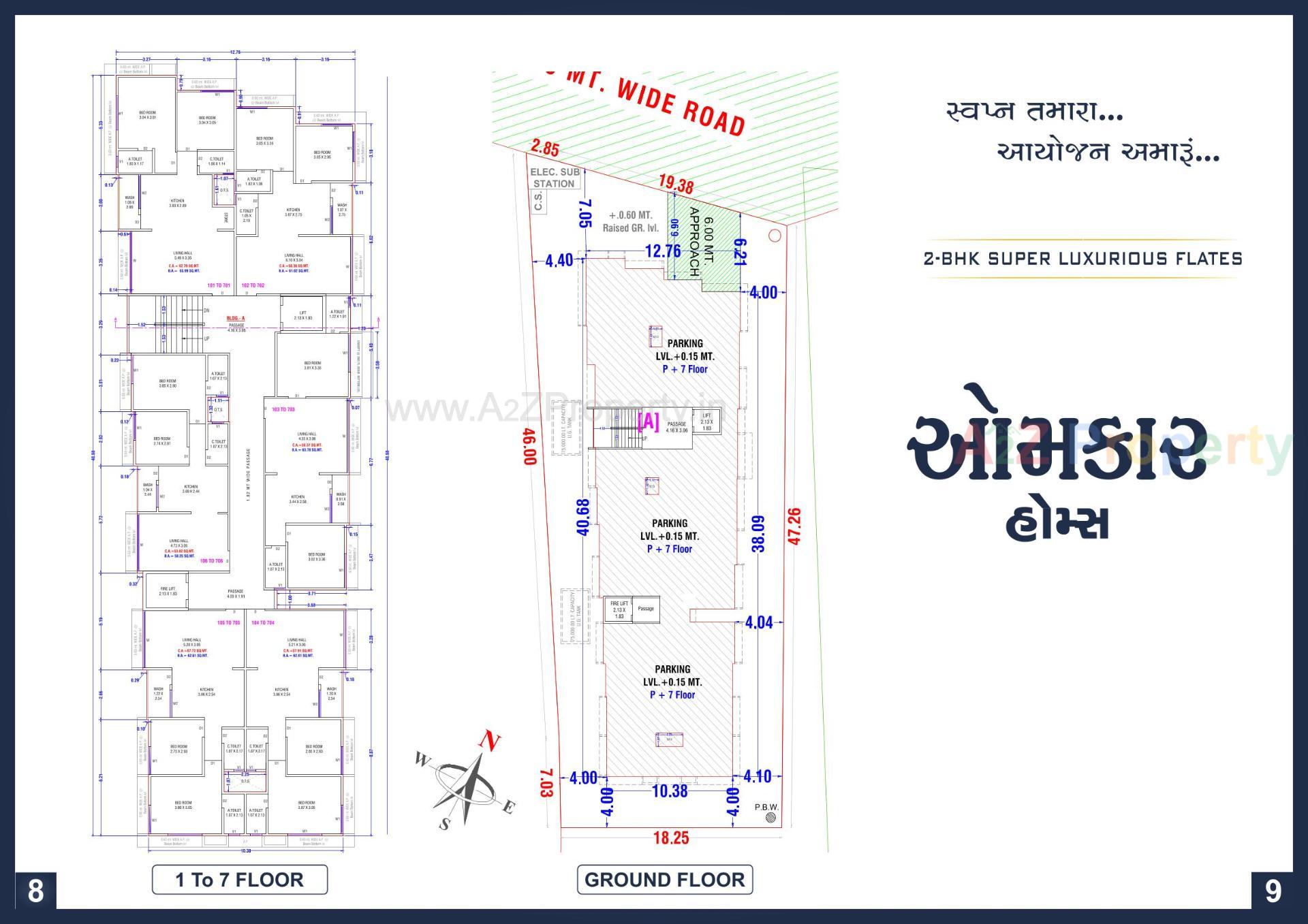 Layout of real estate project Omkar Homes located at Mota Varachha, Surat, Gujarat