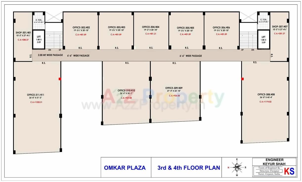 Layout of real estate project Omkar Plaza located at Bhesan, Surat, Gujarat