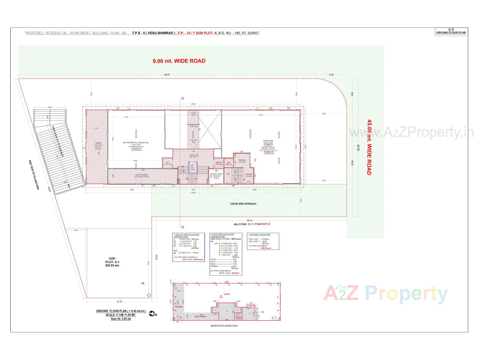 Layout of real estate project Optima Tower located at Vesu, Surat, Gujarat