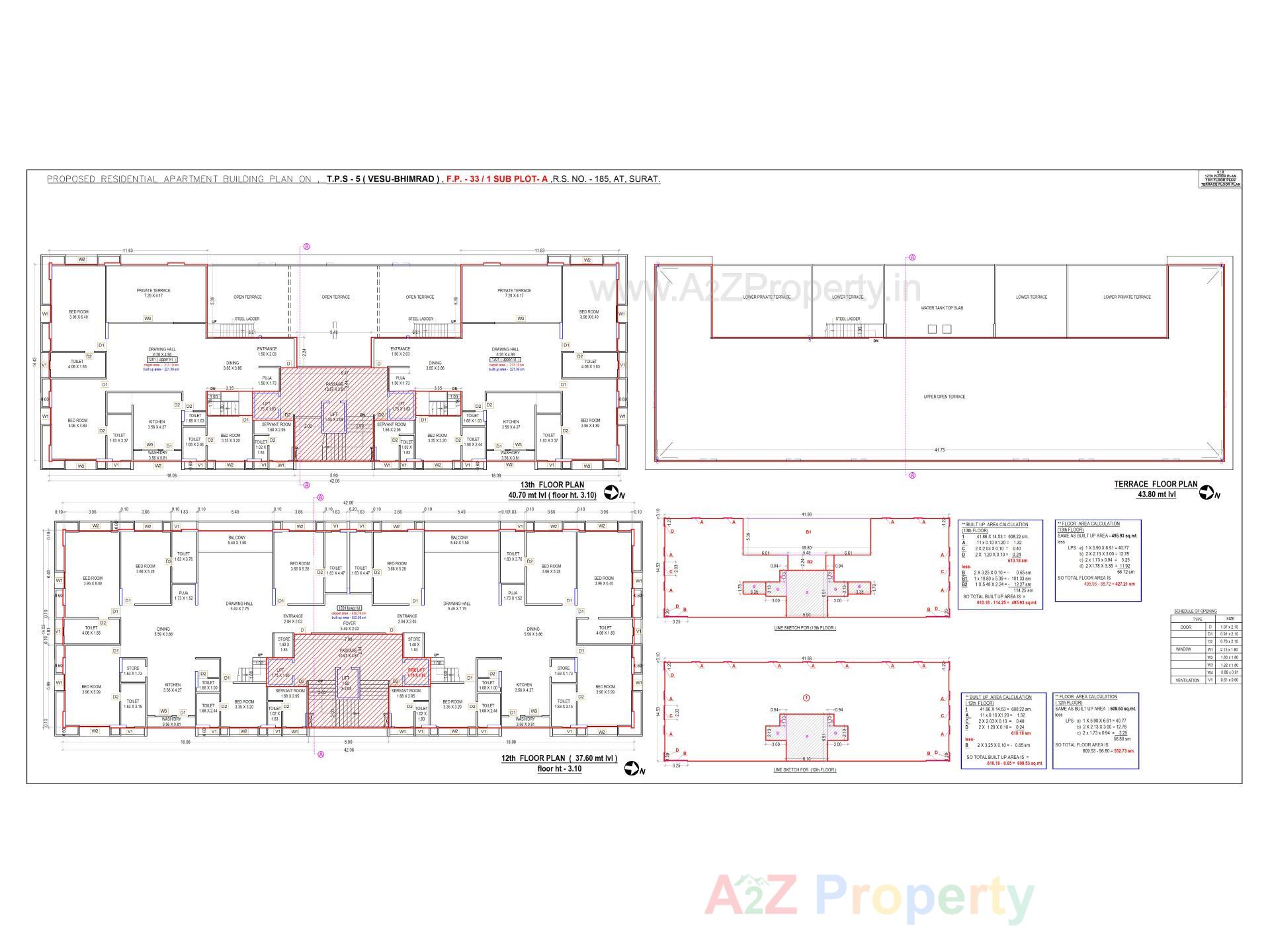 Layout of real estate project Optima Tower located at Vesu, Surat, Gujarat