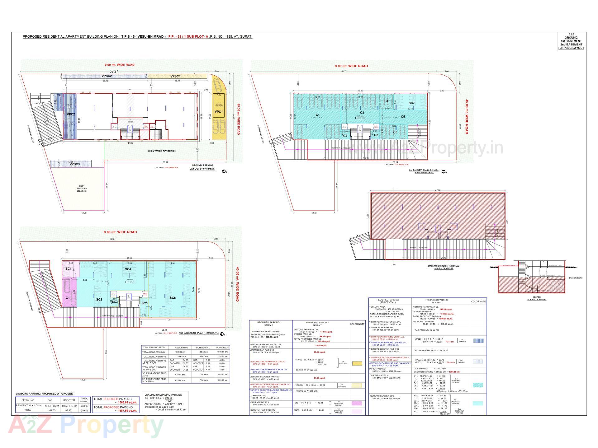 Layout of real estate project Optima Tower located at Vesu, Surat, Gujarat