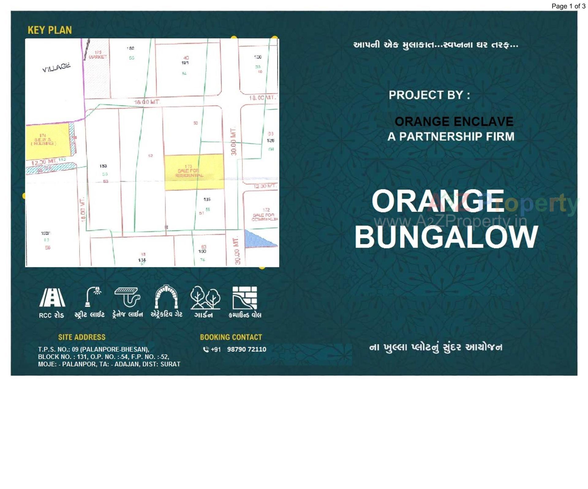 Layout of real estate project Orange Bungalow located at Palanpor, Surat, Gujarat