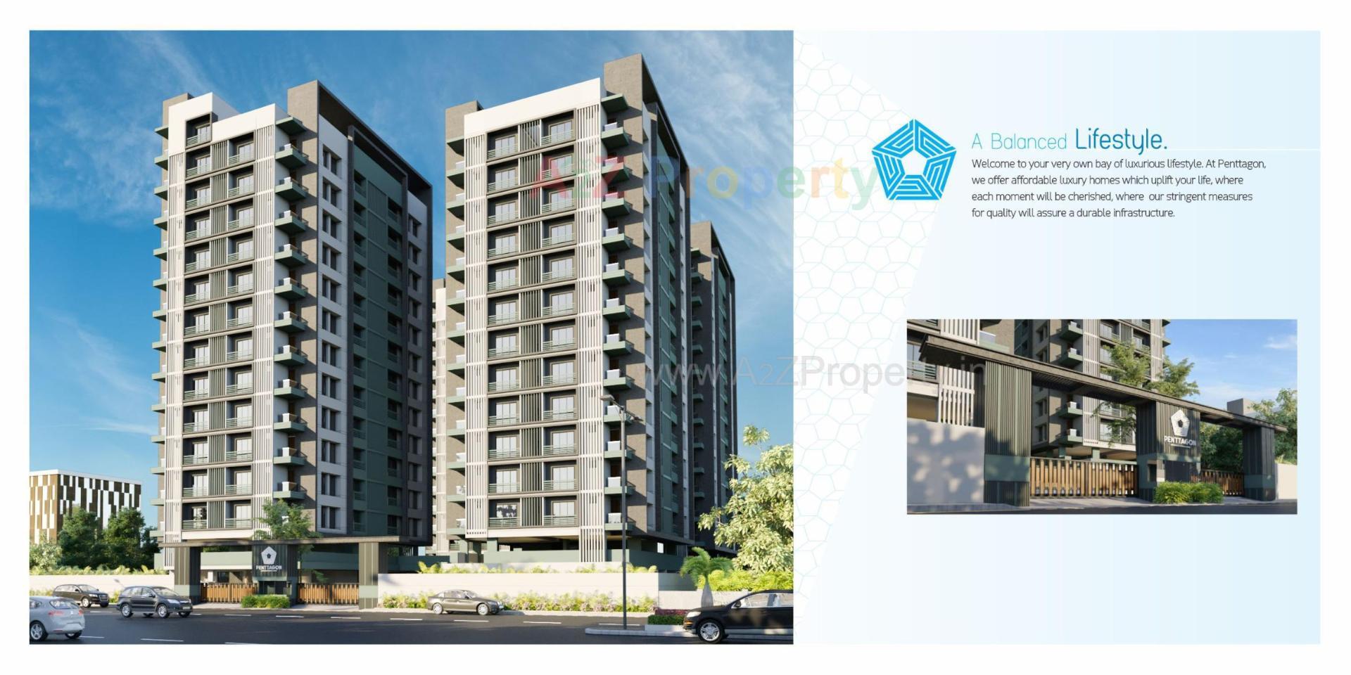 3D Elevation of real estate project Penttagon located at Palanpur, Surat, Gujarat