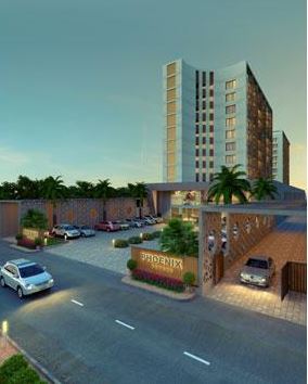 3D Elevation of real estate project Phoenix Towers located at Vesu, Surat, Gujarat