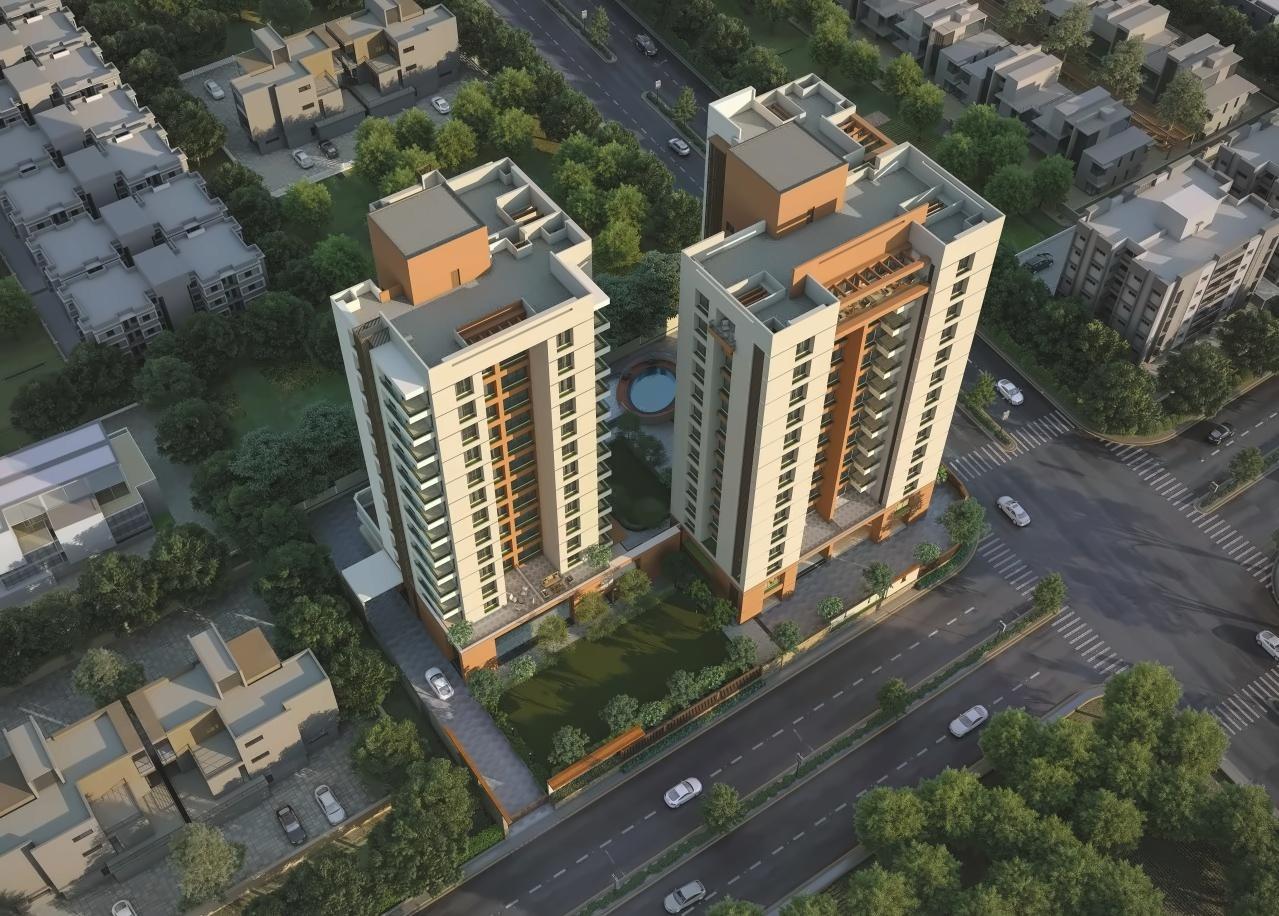 3D Elevation of real estate project Piramyd Platina located at Pal, Surat, Gujarat