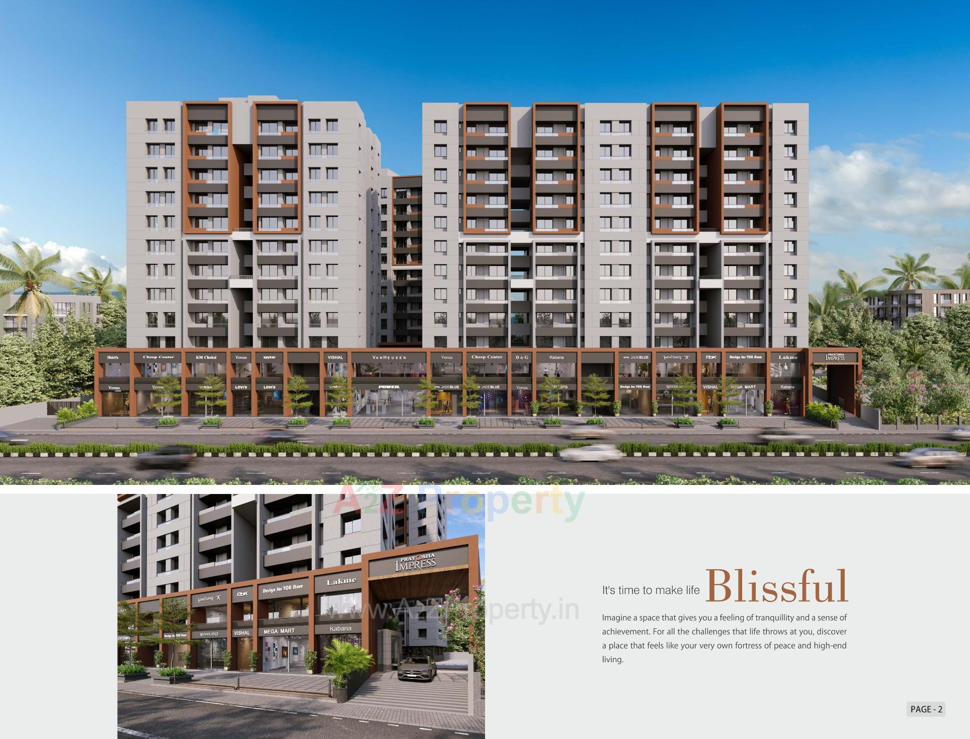 3D Elevation of real estate project Prayosha Impress located at Dindoli, Surat, Gujarat