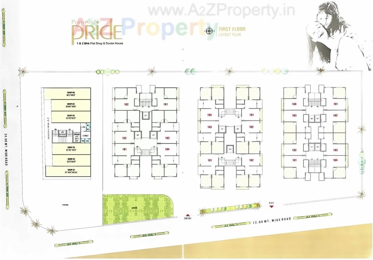 Layout of real estate project Prayosha Pride located at Dindoli, Surat, Gujarat