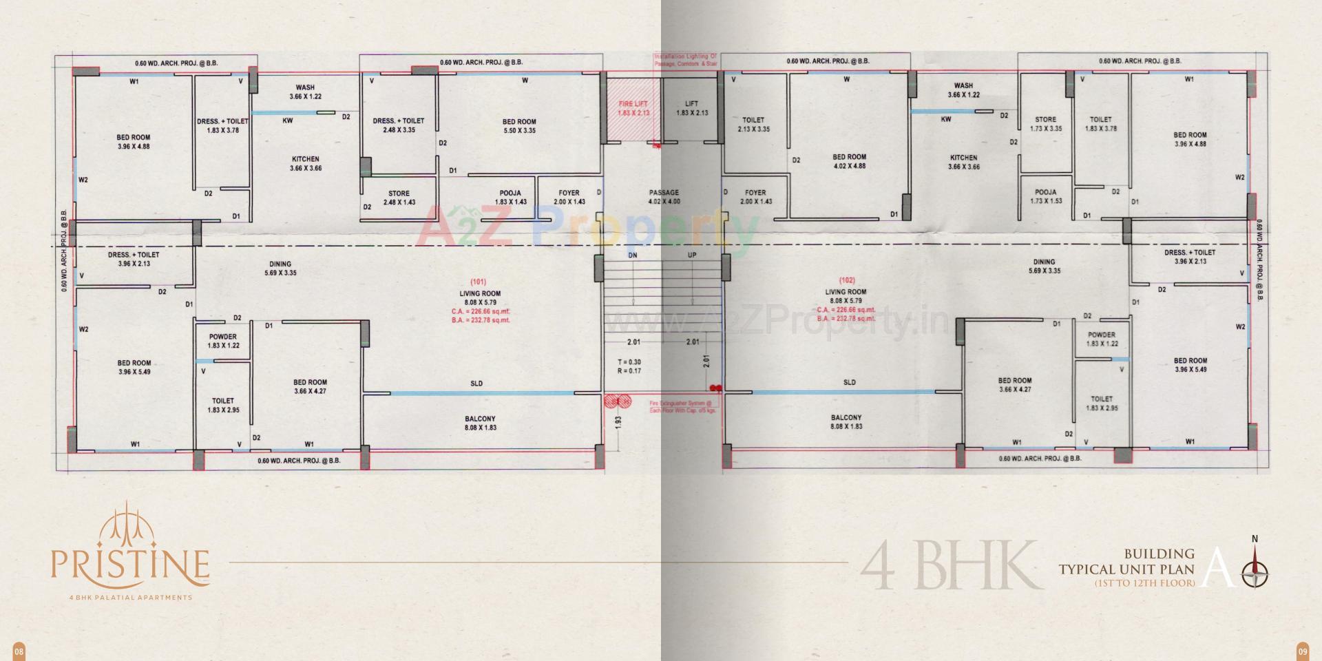 Layout of real estate project Pristine located at Vesu, Surat, Gujarat