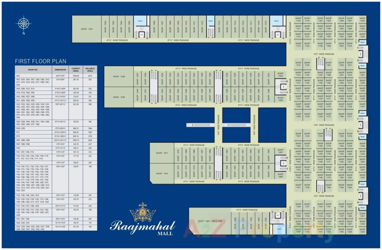 Layout of real estate project Raajmahal Mall located at Dindoli, Surat, Gujarat