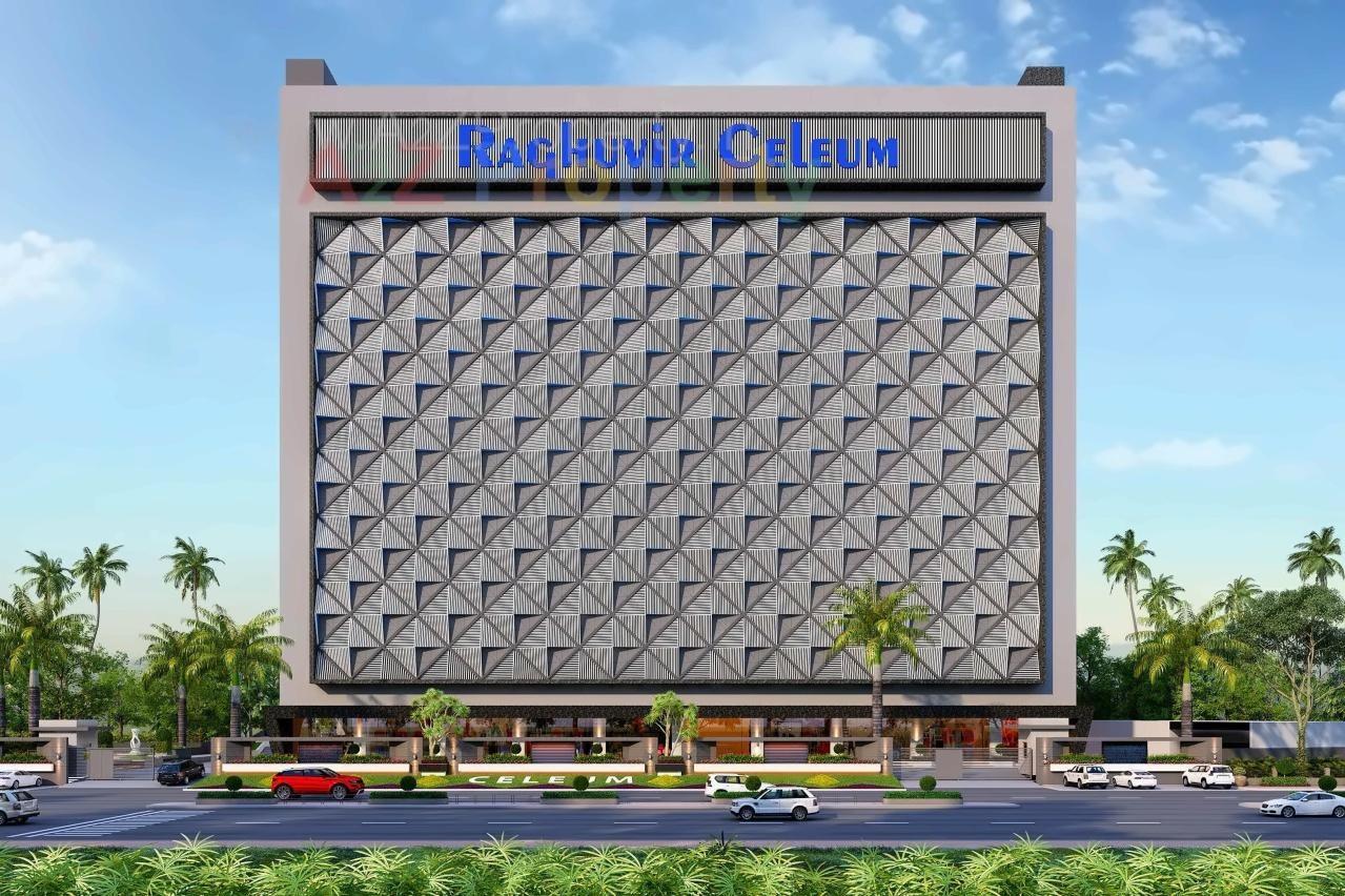 3D Elevation of real estate project Raghuvir Celeum Center located at Kumbhariya, Surat, Gujarat