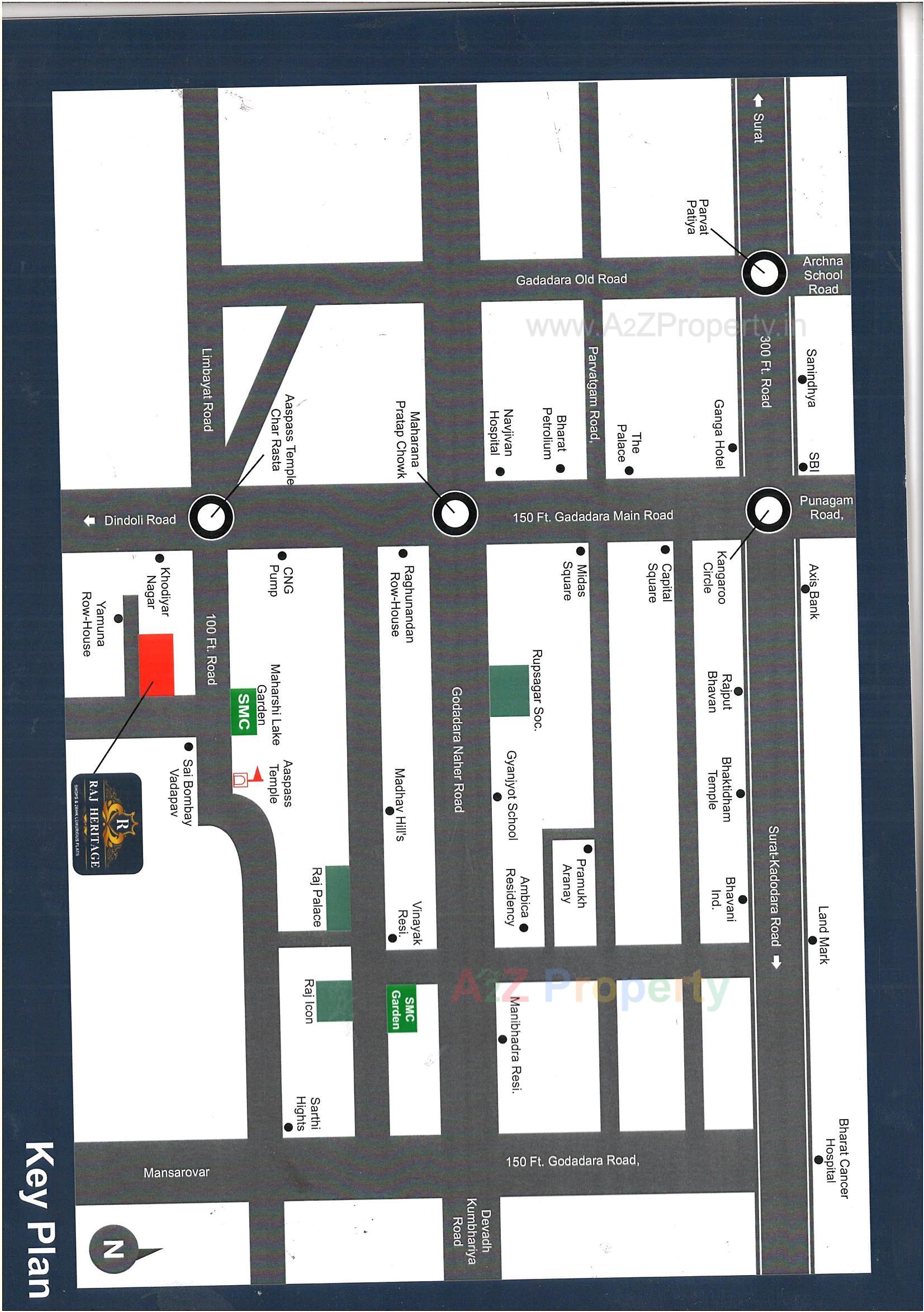 Layout of real estate project Raj Heritage (g   H     J) located at Godadara, Surat, Gujarat