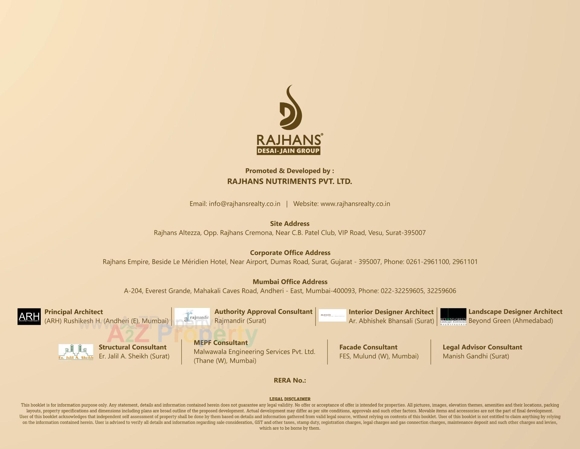  of real estate project Rajhans Altezza located at Vesu, Surat, Gujarat