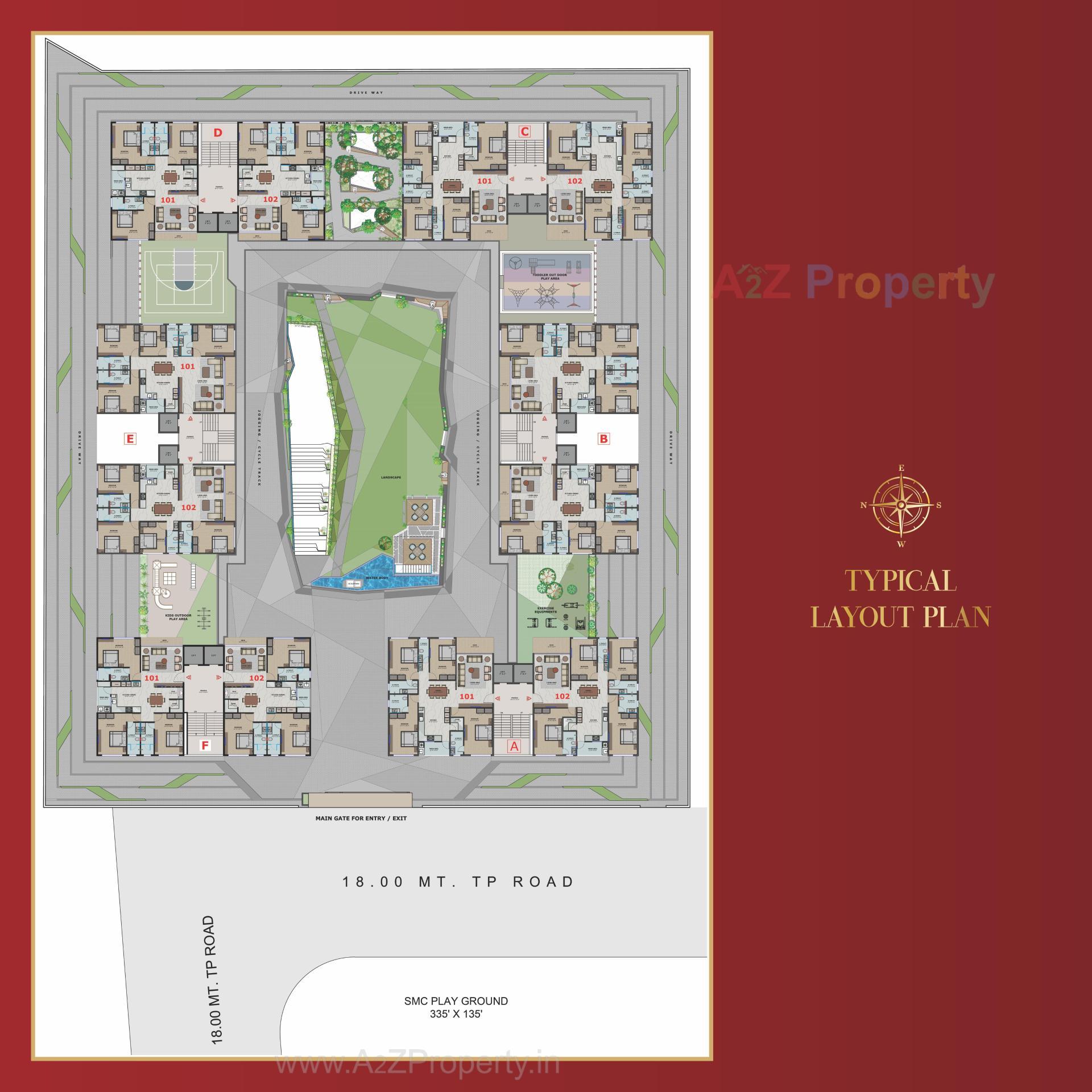 Layout of real estate project Rajhans Corazo located at Vesu, Surat, Gujarat