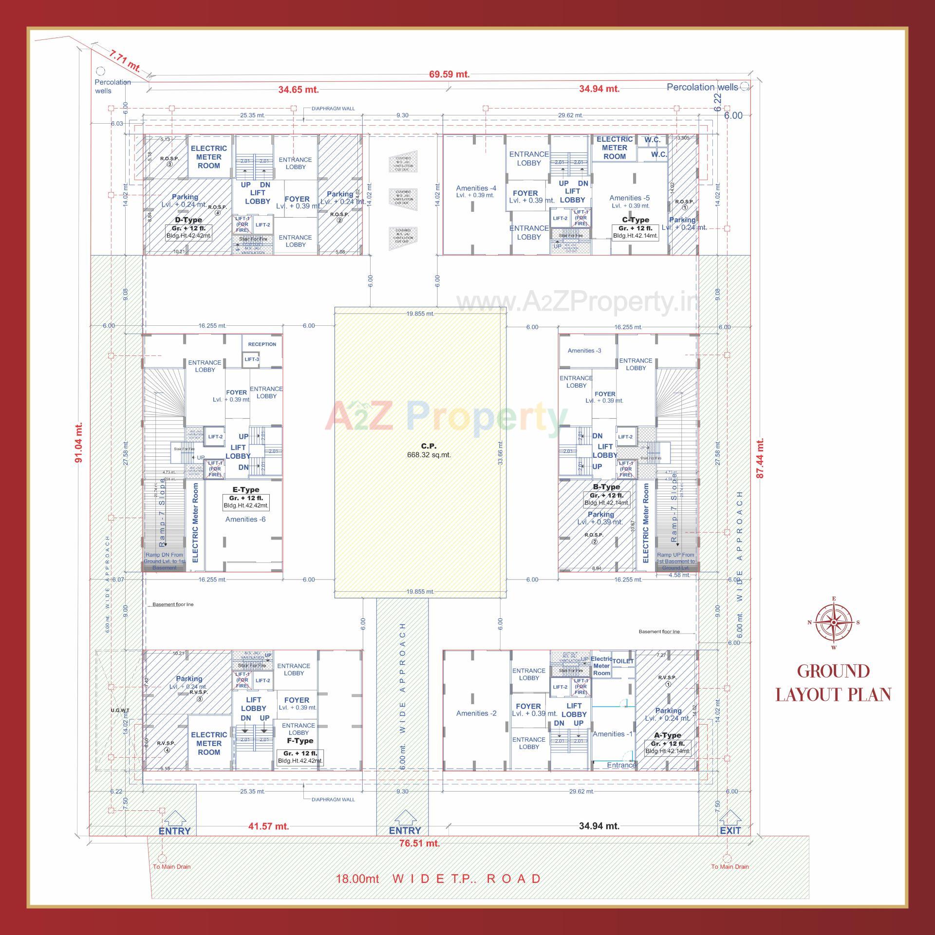 Layout of real estate project Rajhans Corazo located at Vesu, Surat, Gujarat