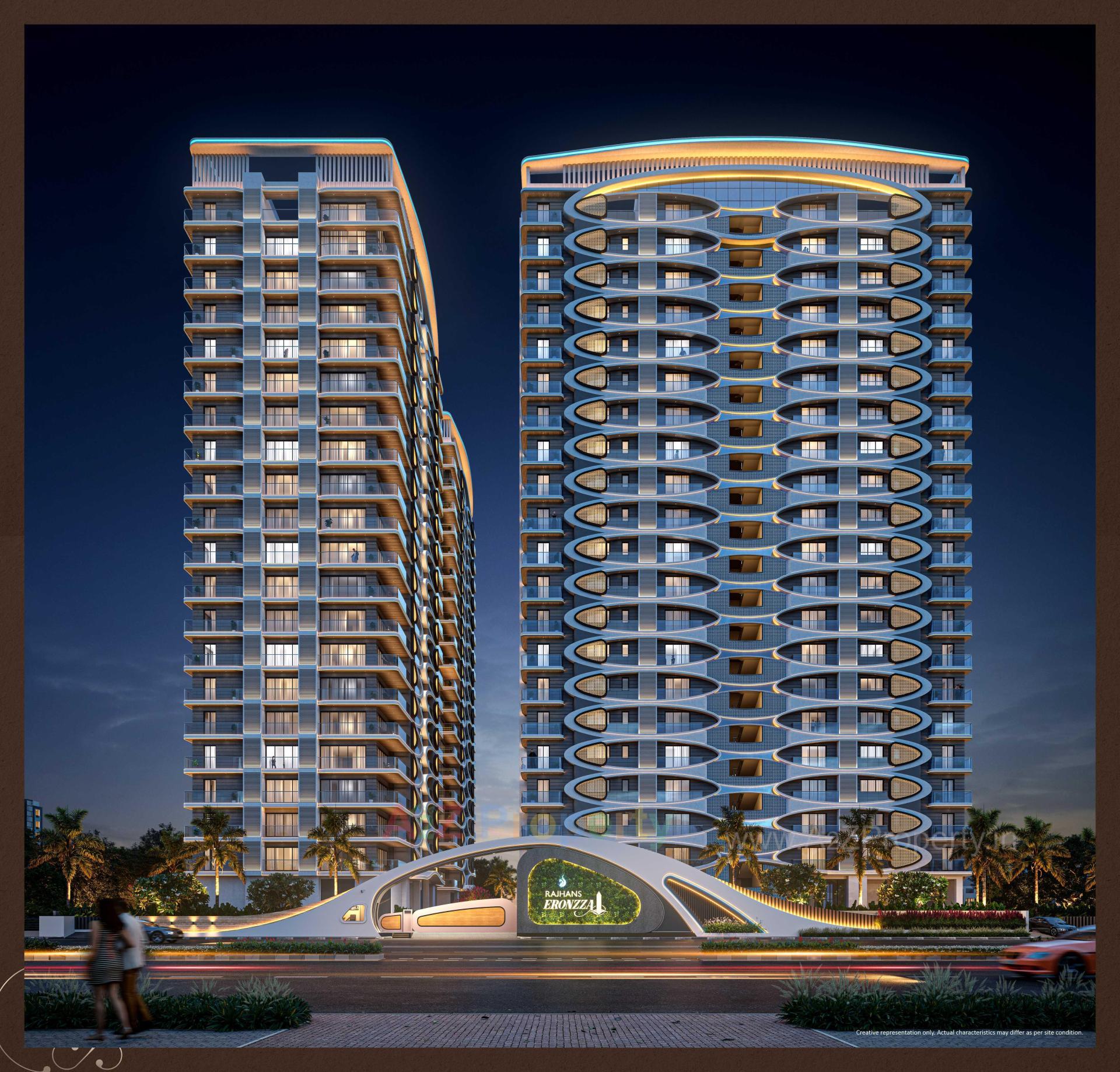 3D Elevation of real estate project Rajhans Eronzza located at Surat, Surat, Gujarat