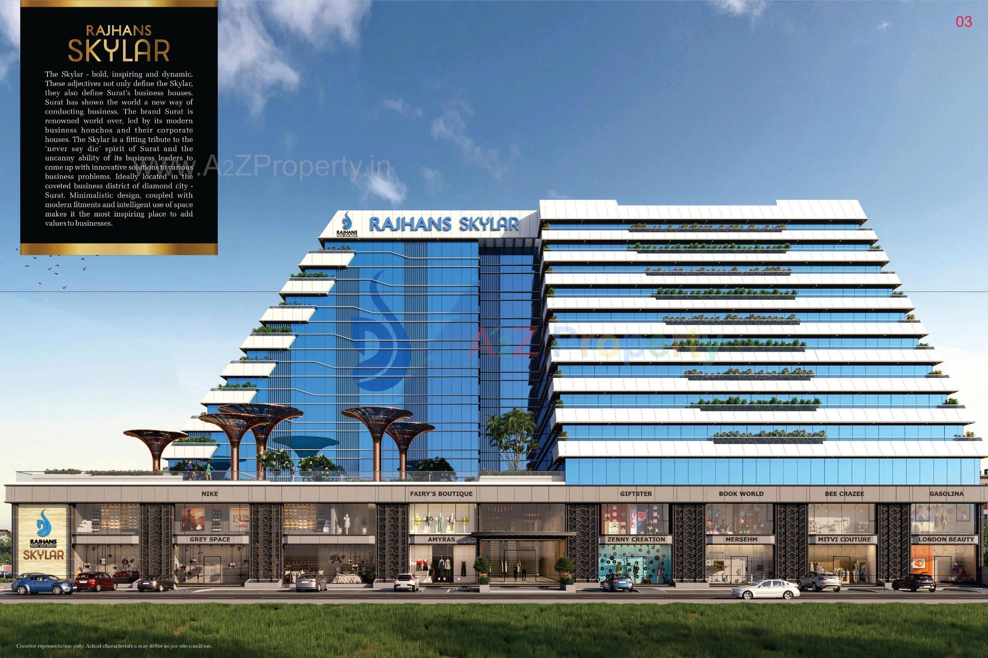 3D Elevation of real estate project Rajhans Skylar located at Rundh, Surat, Gujarat