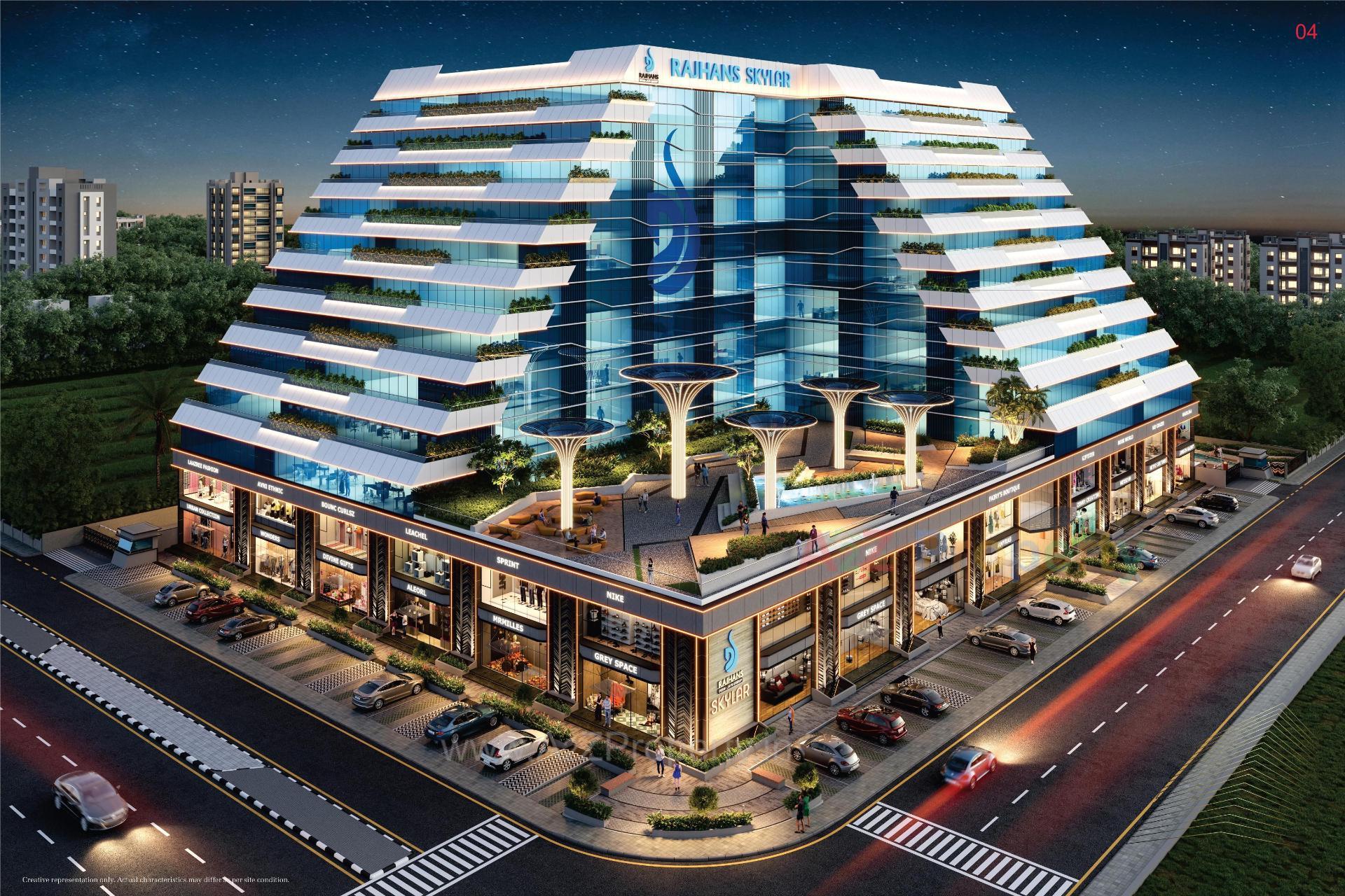 3D Elevation of real estate project Rajhans Skylar located at Rundh, Surat, Gujarat