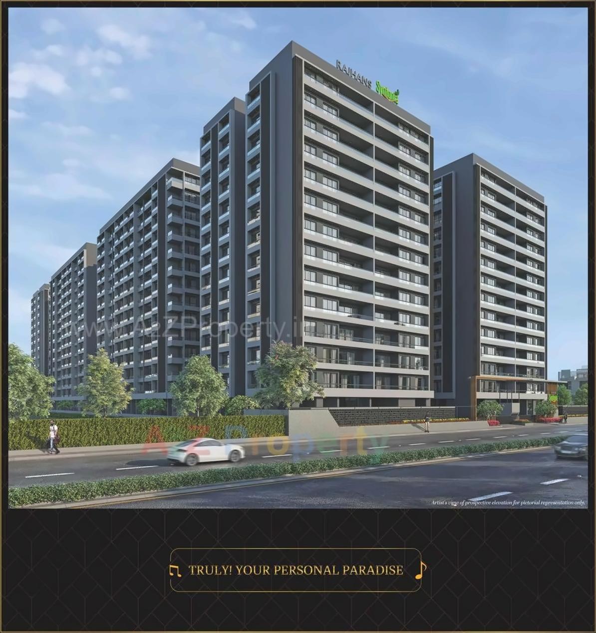 3D Elevation of real estate project Rajhans Synfonia located at Abhva, Surat, Gujarat