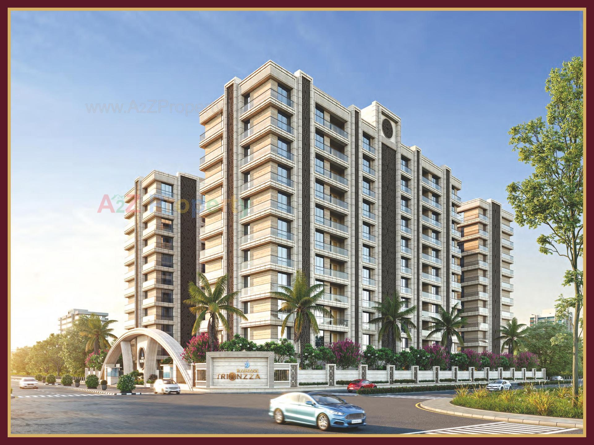3D Elevation of real estate project Rajhans Trionzza located at Vesu, Surat, Gujarat
