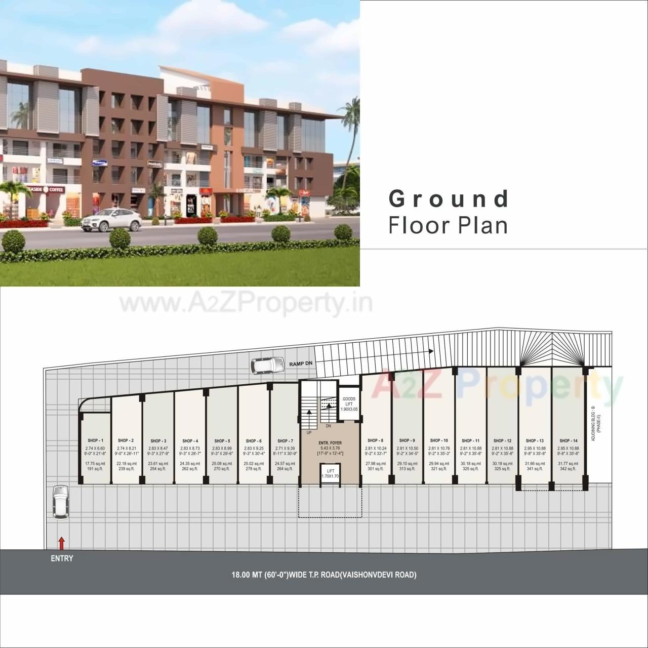 Layout of real estate project Rajshree Shoppers (a ) located at Vanakla, Surat, Gujarat