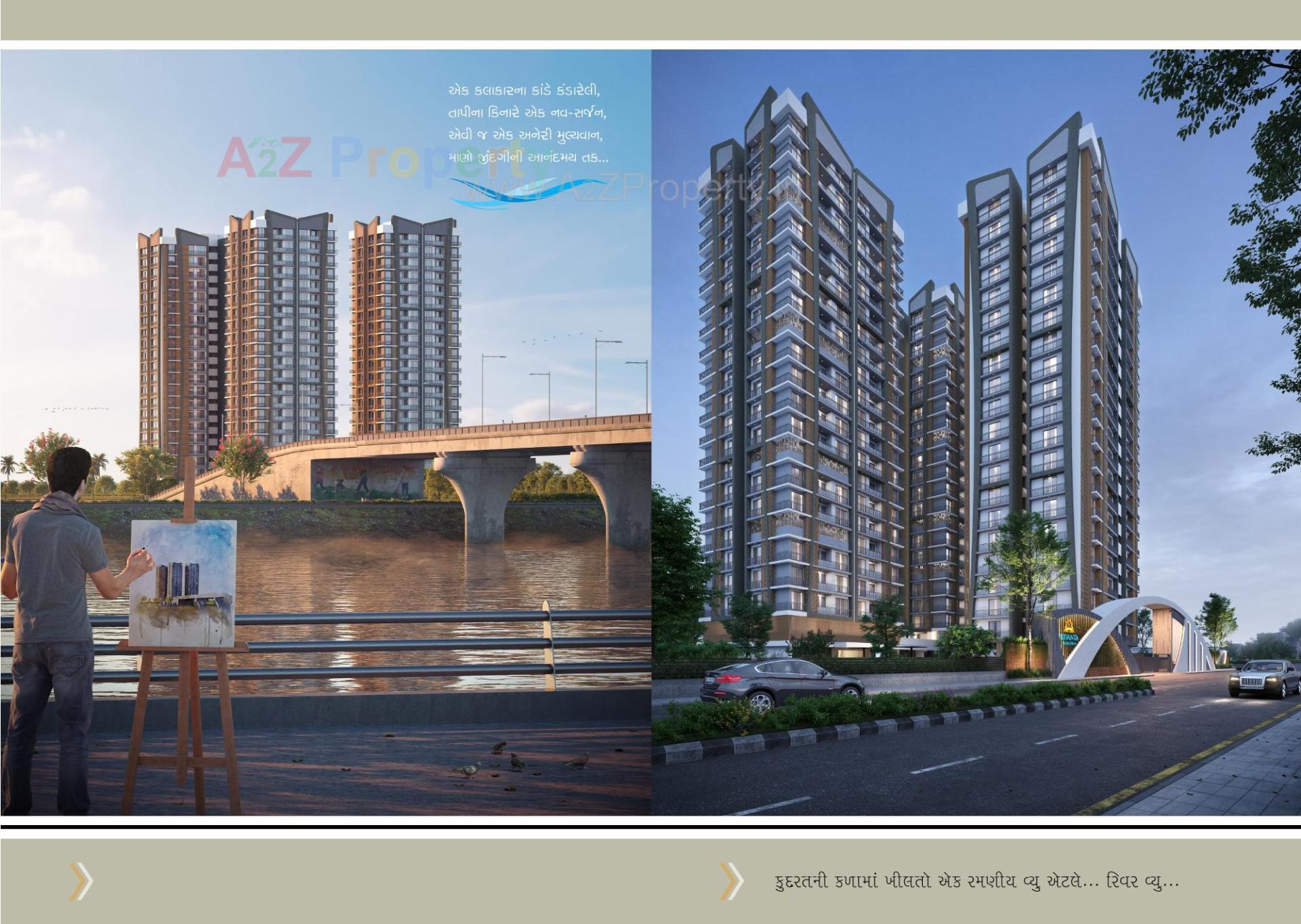 3D Elevation of real estate project Rivanta River View located at Variyav, Surat, Gujarat