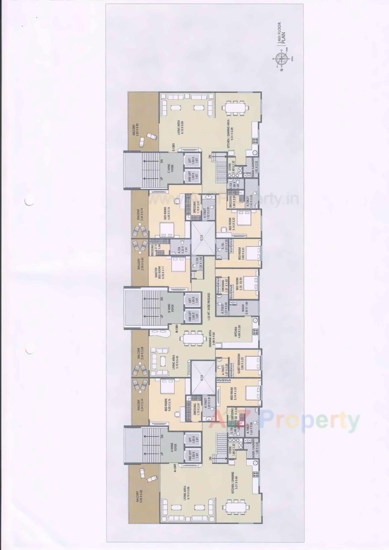 Layout of real estate project River Front Tower located at Adajan, Surat, Gujarat